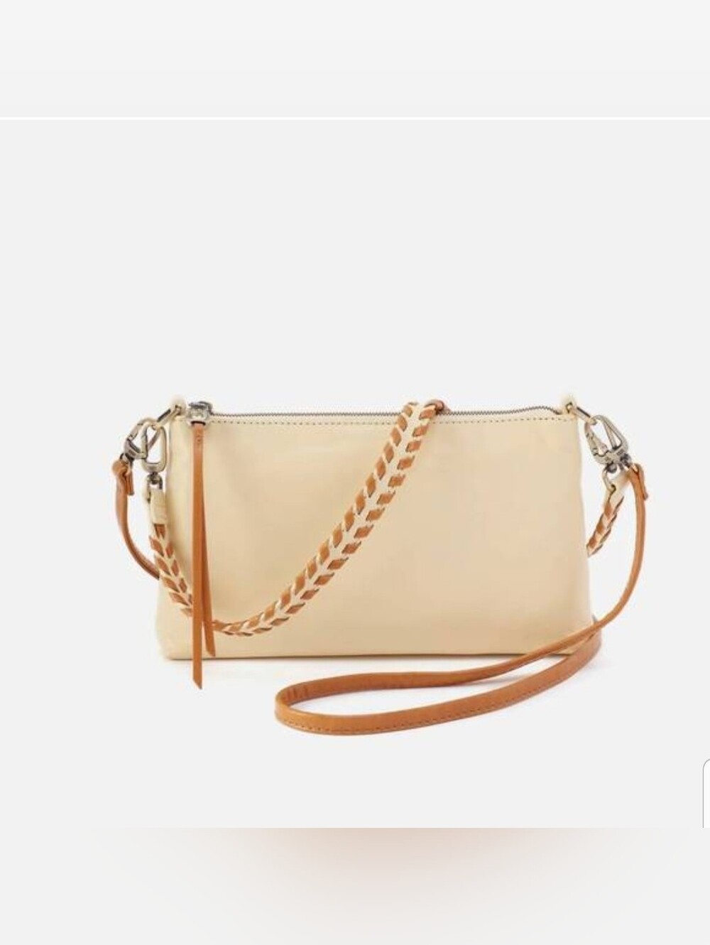 NEW! HOBO darcy Crossbody Classic Cream Crossbody Bag with Braided Strap NWT